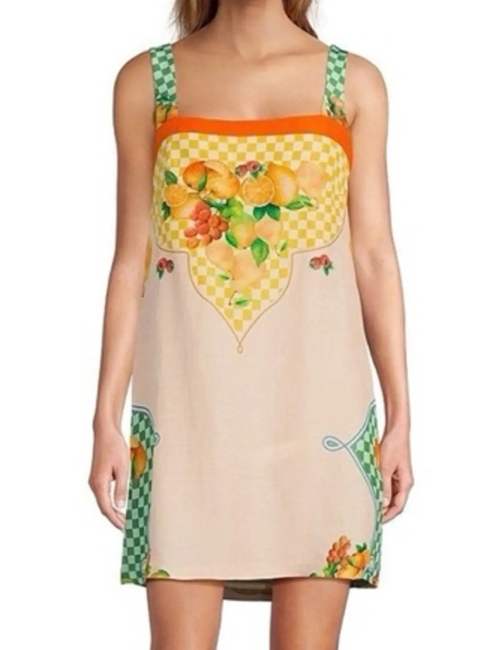Yellow & Green Citrus Print Summer Slip Dress
